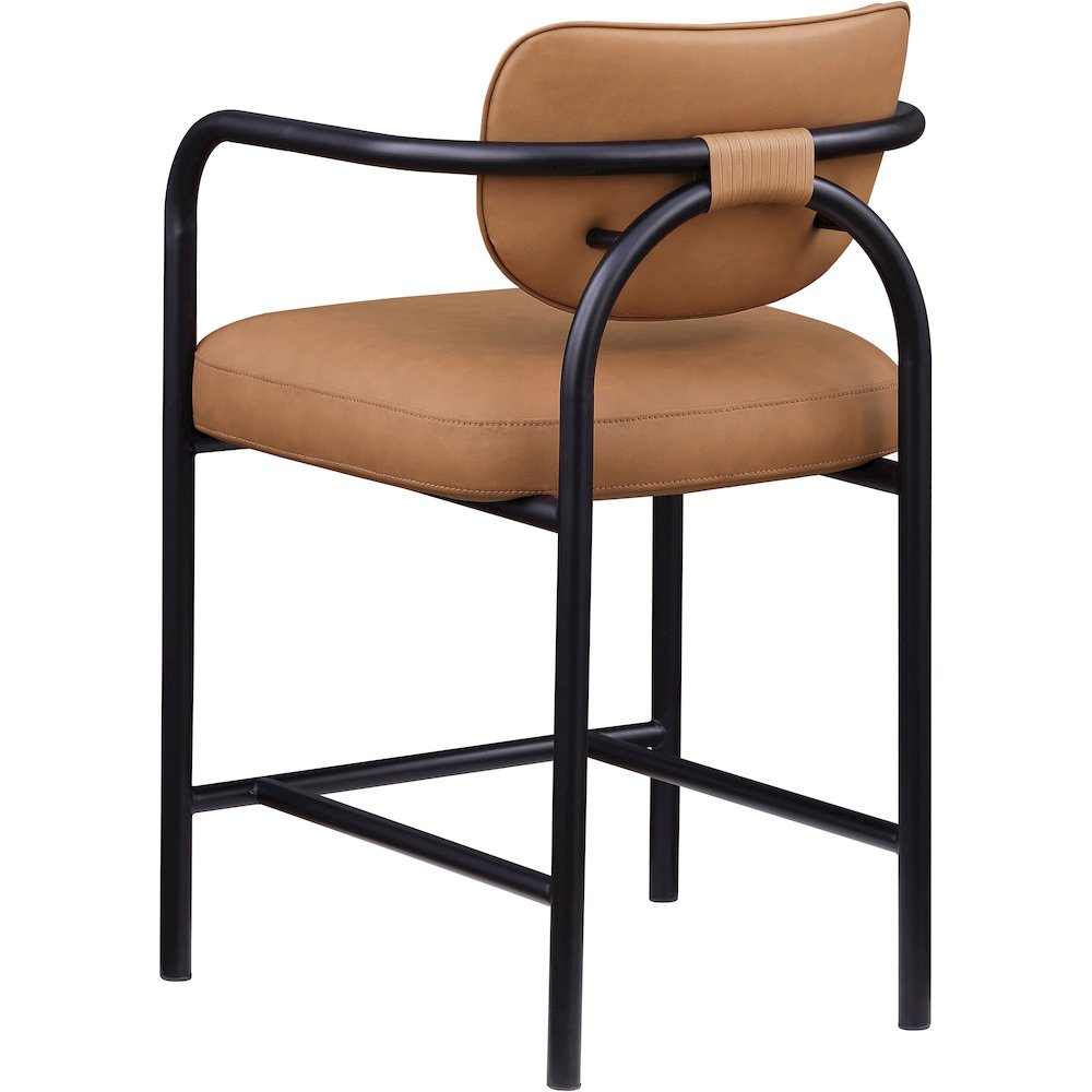 Serava Cognac Vegan Leather Upholstered Counter Stool
