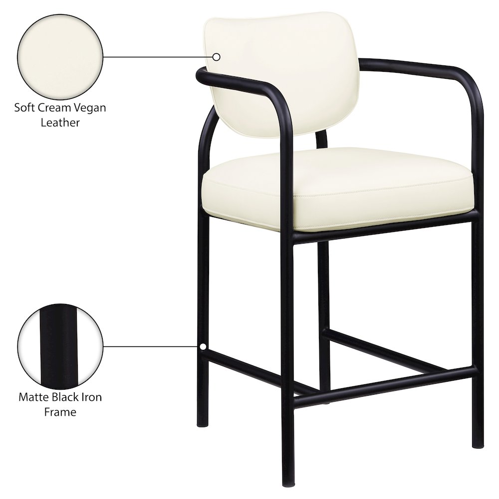 Serava Cream Vegan Leather Upholstered Counter Stool