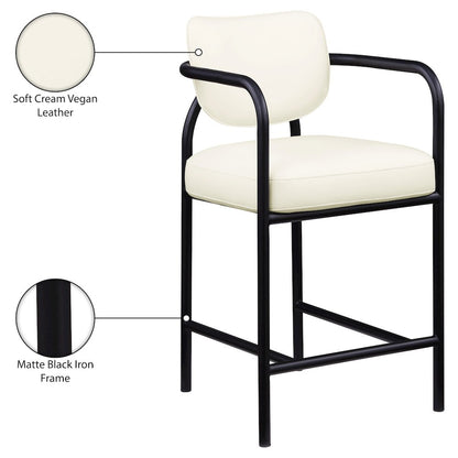 Serava Cream Vegan Leather Upholstered Counter Stool