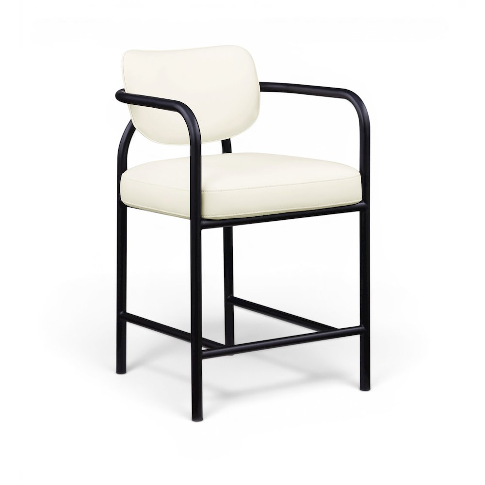 Serava Cream Vegan Leather Upholstered Counter Stool