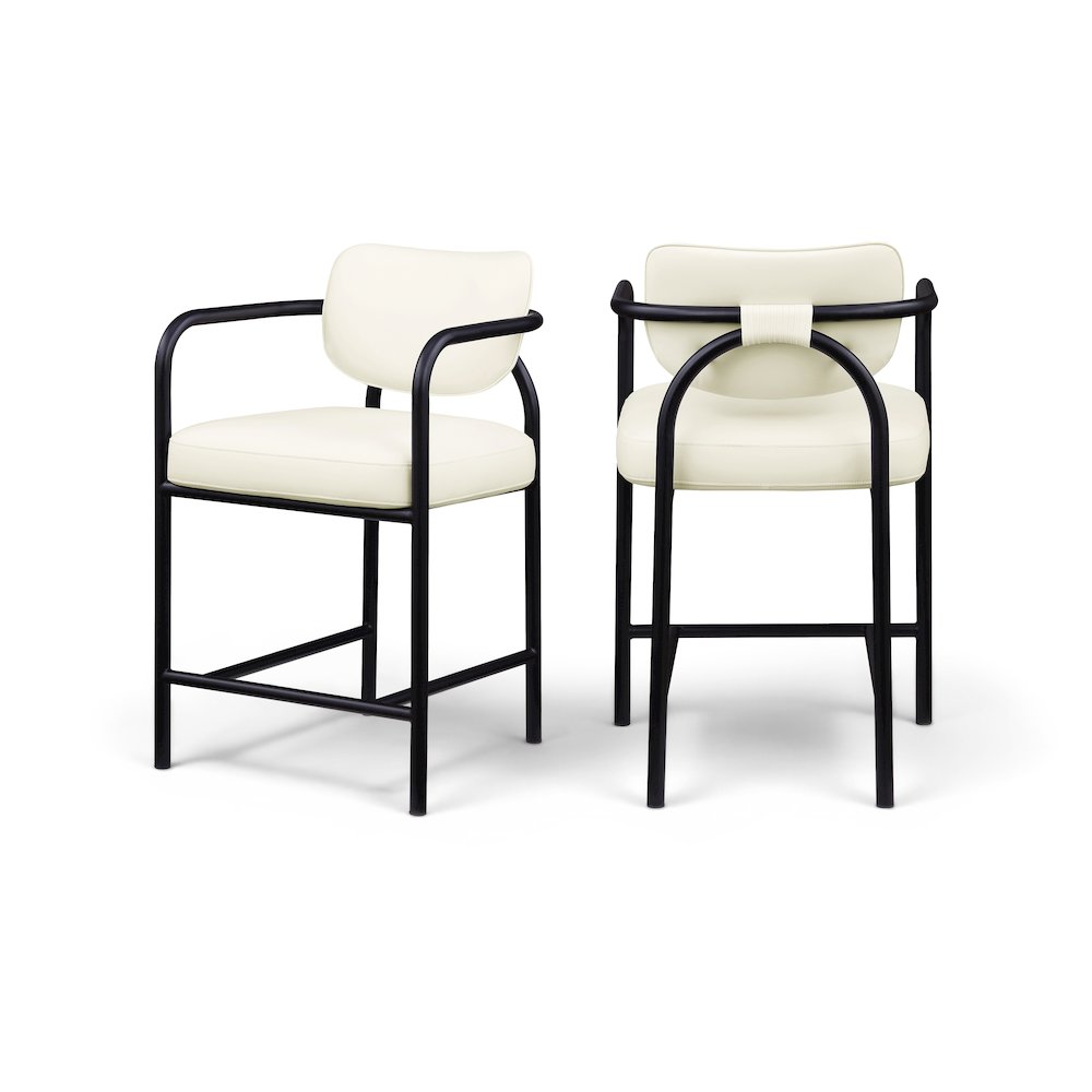 Serava Cream Vegan Leather Upholstered Counter Stool