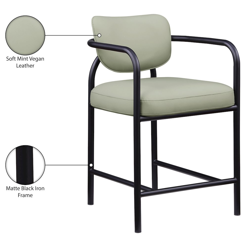 Serava Mint Vegan Leather Upholstered Counter Stool