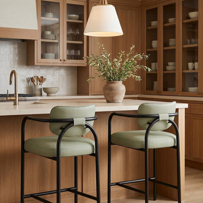 Serava Mint Vegan Leather Upholstered Counter Stool