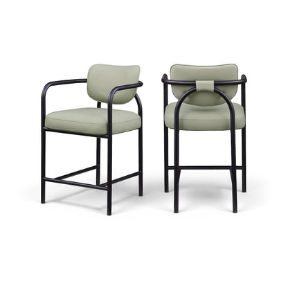 Serava Mint Vegan Leather Upholstered Counter Stool