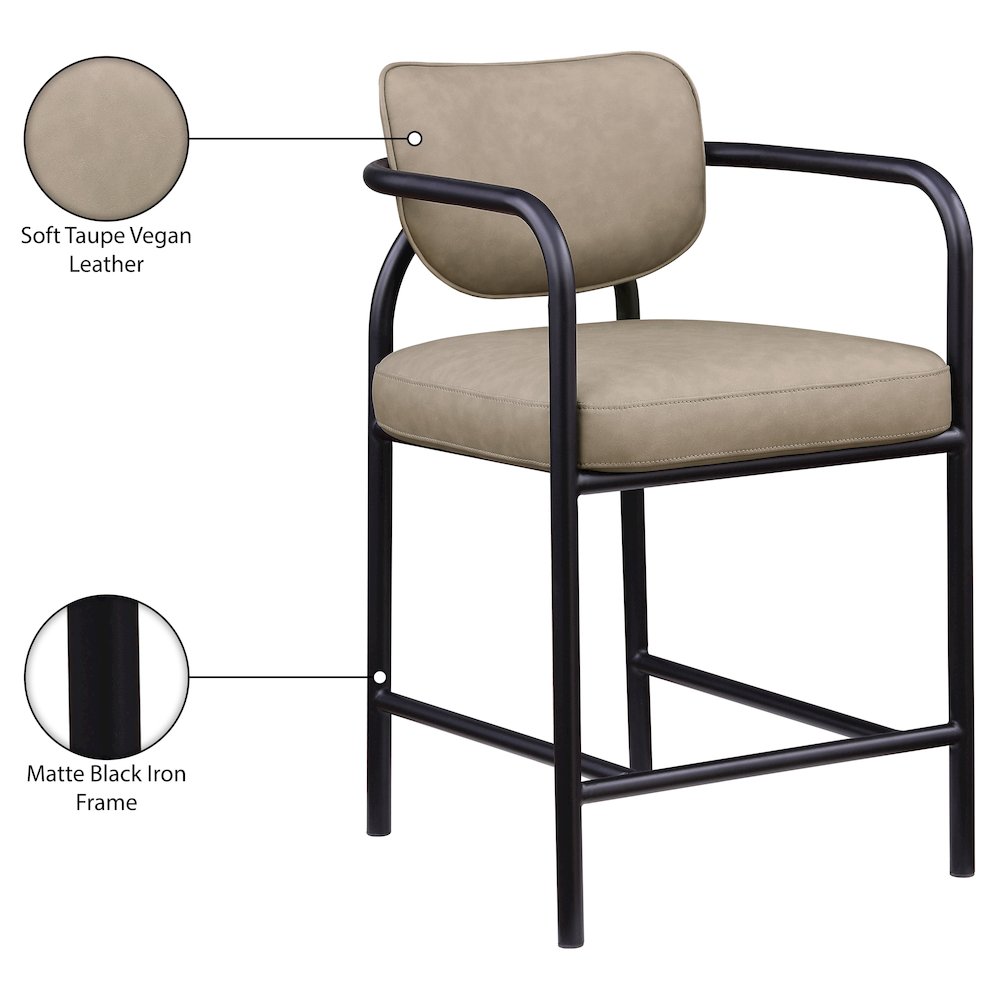 Serava Taupe Vegan Leather Upholstered Counter Stool