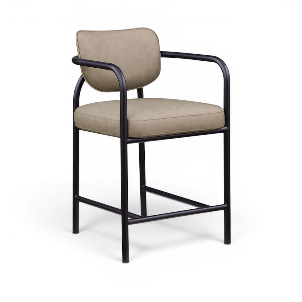 Serava Taupe Vegan Leather Upholstered Counter Stool