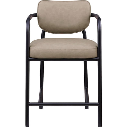 Serava Taupe Vegan Leather Upholstered Counter Stool