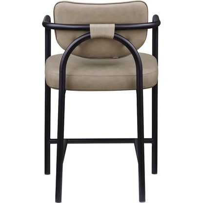Serava Taupe Vegan Leather Upholstered Counter Stool