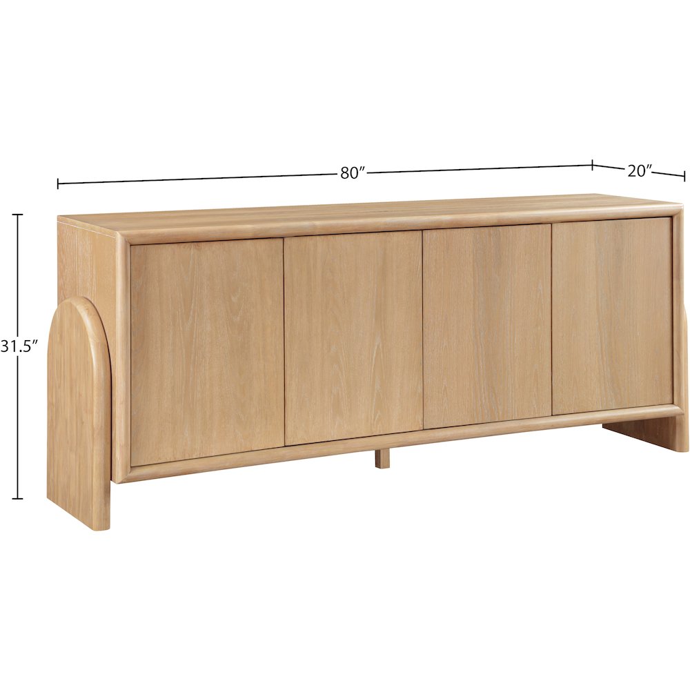Elanor Natural Oak Veneer Rubberwood Sideboard/Buffet
