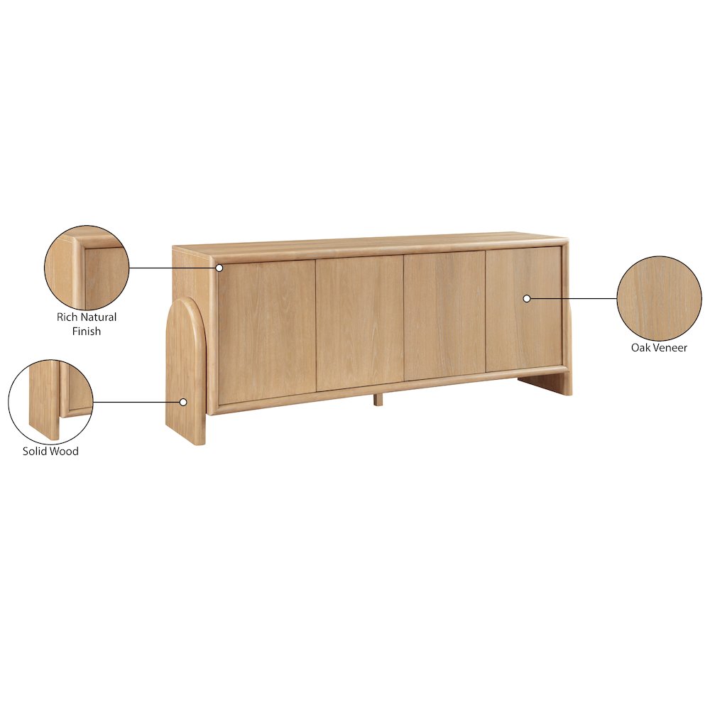 Elanor Natural Oak Veneer Rubberwood Sideboard/Buffet