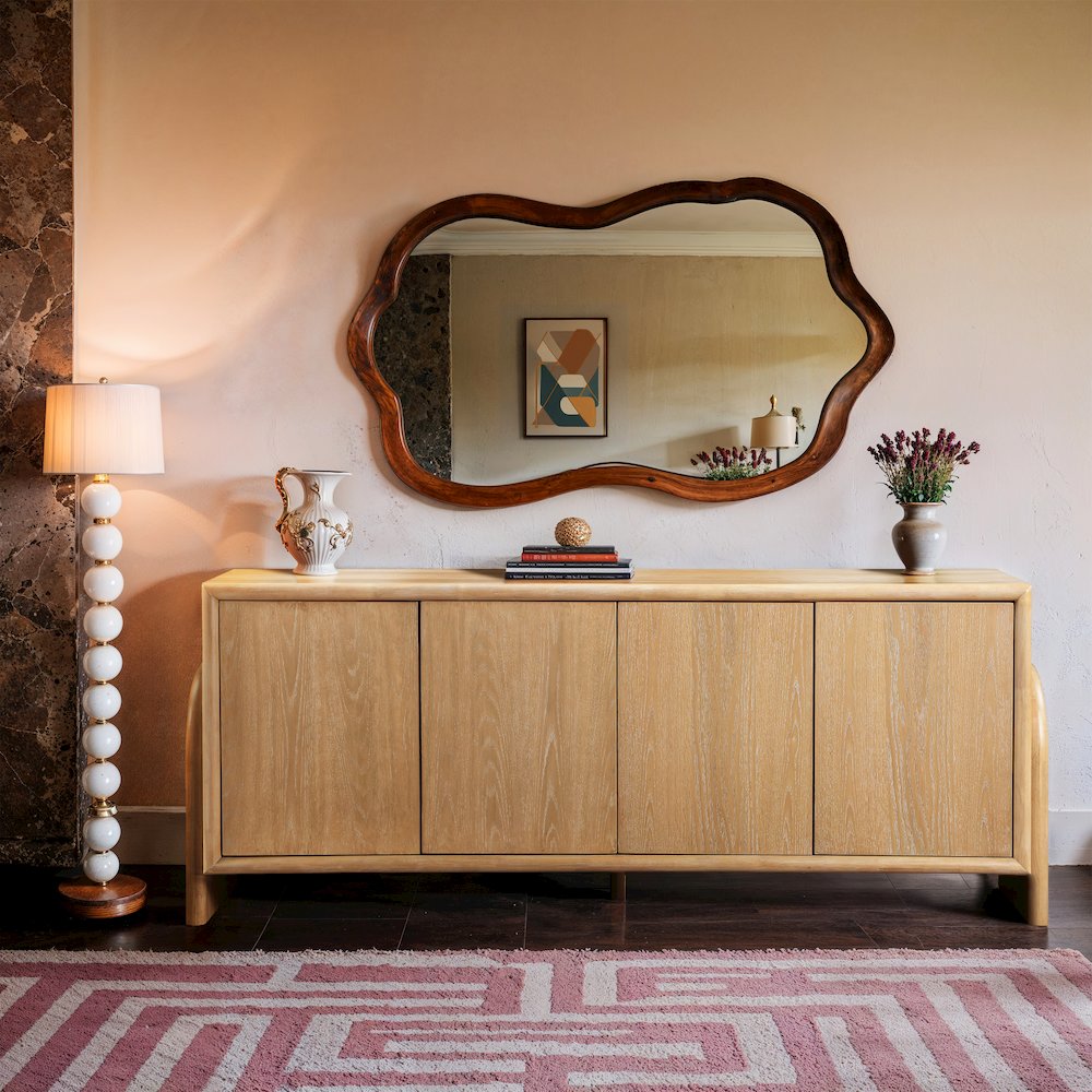 Elanor Natural Oak Veneer Rubberwood Sideboard/Buffet