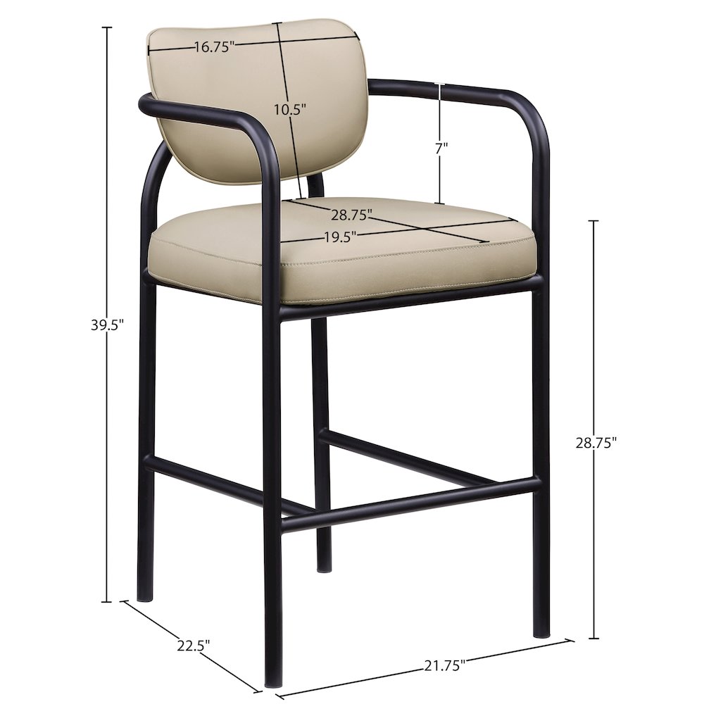 Serava Beige Vegan Leather Upholstered Bar Stool