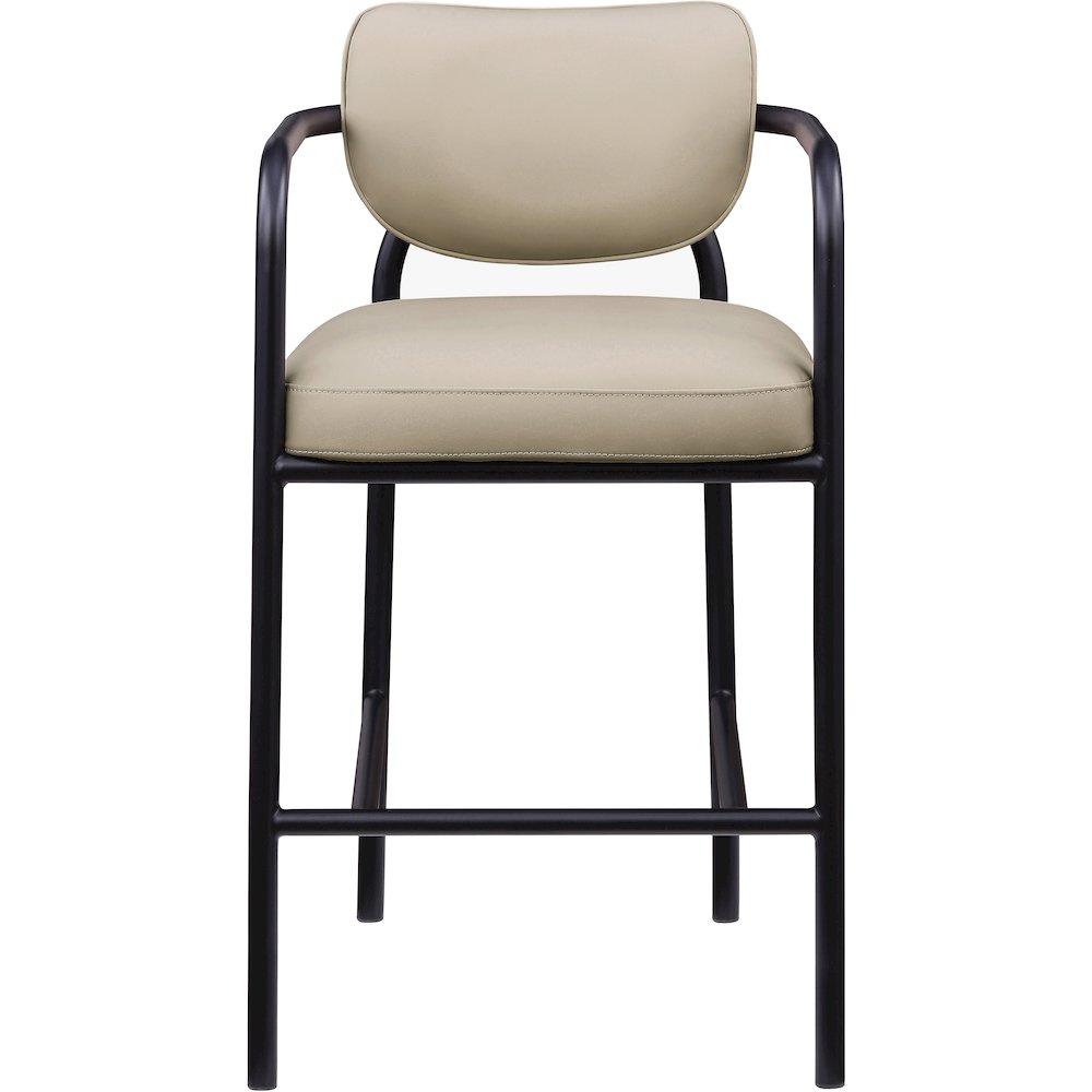Serava Beige Vegan Leather Upholstered Bar Stool