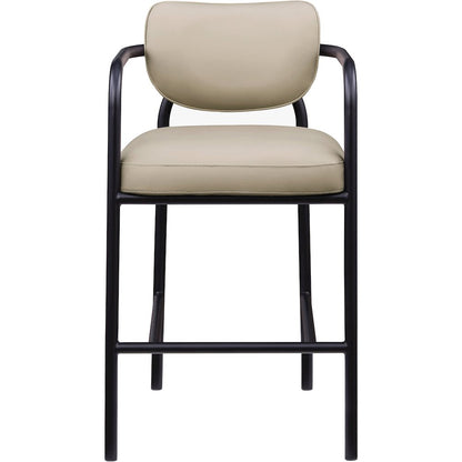 Serava Beige Vegan Leather Upholstered Bar Stool