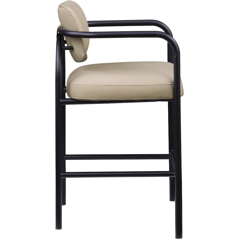 Serava Beige Vegan Leather Upholstered Bar Stool