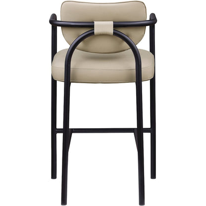 Serava Beige Vegan Leather Upholstered Bar Stool
