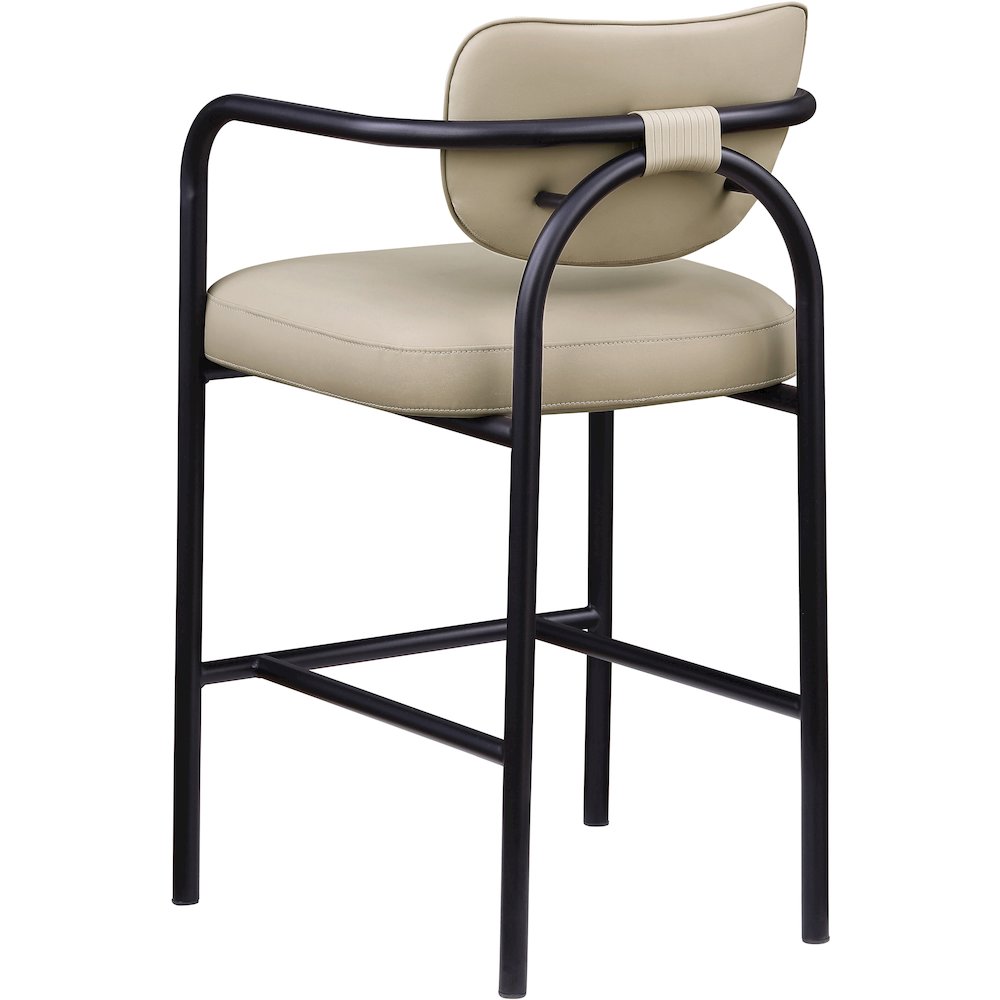 Serava Beige Vegan Leather Upholstered Bar Stool