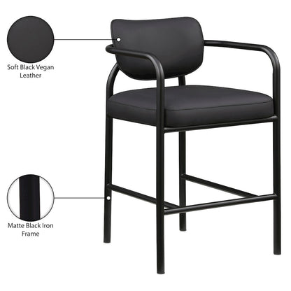 Serava Black Vegan Leather Upholstered Bar Stool