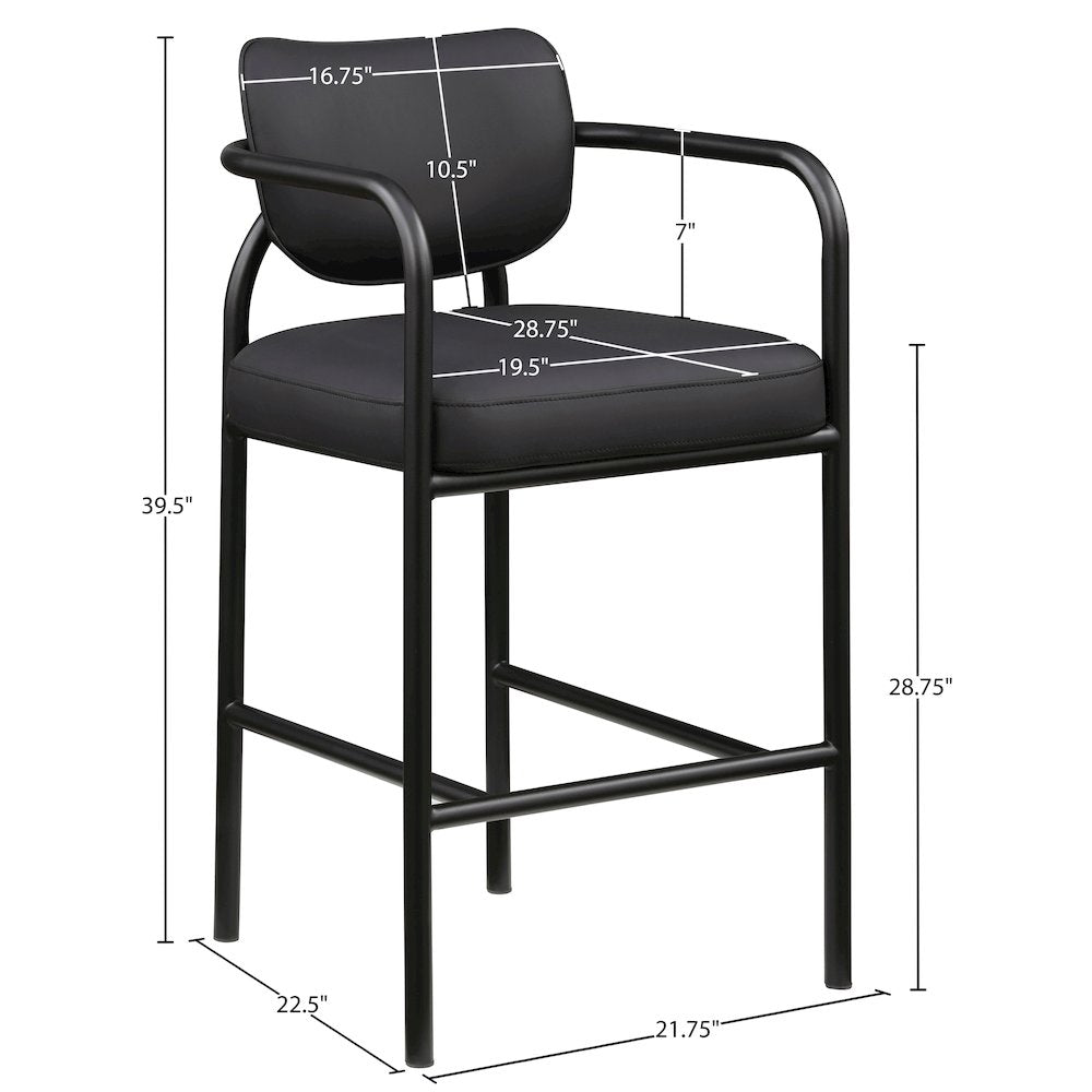 Serava Black Vegan Leather Upholstered Bar Stool