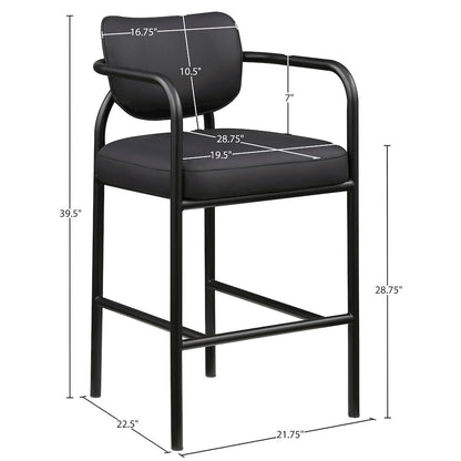 Serava Black Vegan Leather Upholstered Bar Stool
