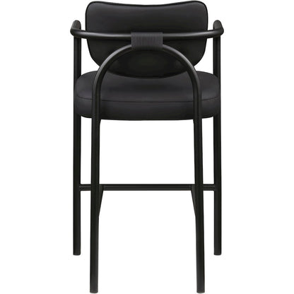 Serava Black Vegan Leather Upholstered Bar Stool