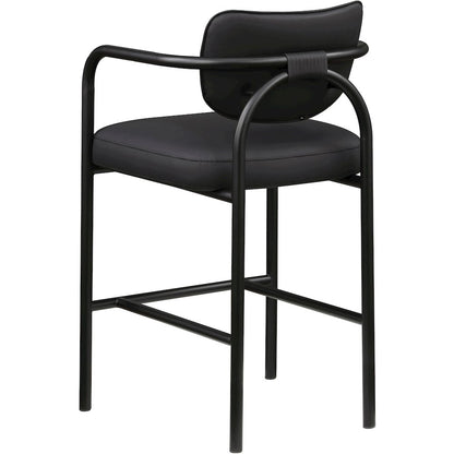 Serava Black Vegan Leather Upholstered Bar Stool
