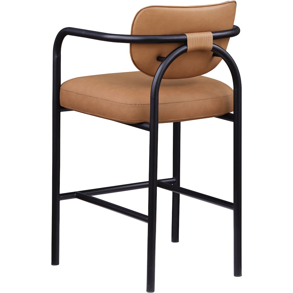 Serava Cognac Vegan Leather Upholstered Bar Stool