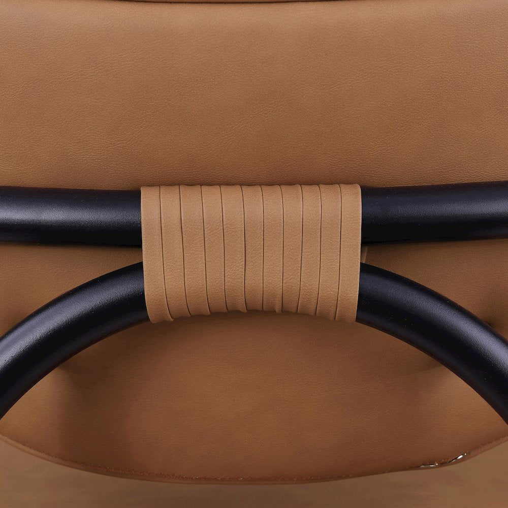 Serava Cognac Vegan Leather Upholstered Bar Stool