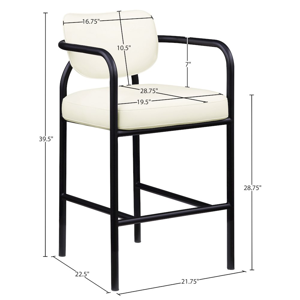 Serava Cream Vegan Leather Upholstered Bar Stool
