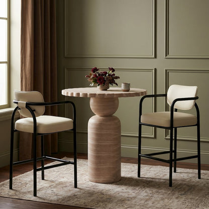 Serava Cream Vegan Leather Upholstered Bar Stool