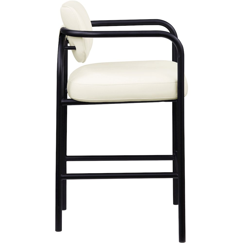 Serava Cream Vegan Leather Upholstered Bar Stool