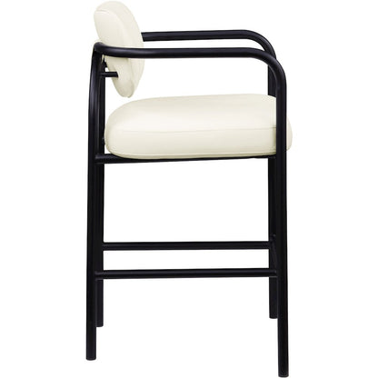 Serava Cream Vegan Leather Upholstered Bar Stool