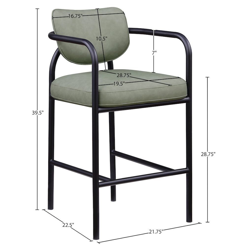 Serava Green Vegan Leather Upholstered Bar Stool
