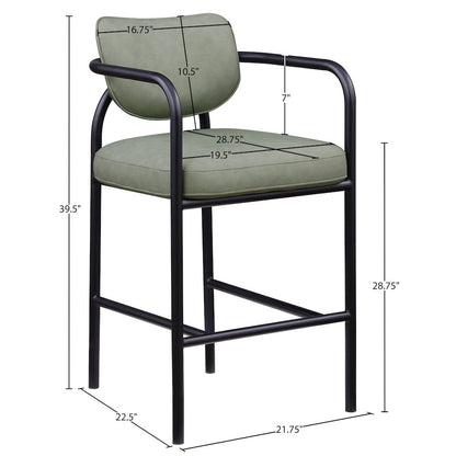 Serava Green Vegan Leather Upholstered Bar Stool