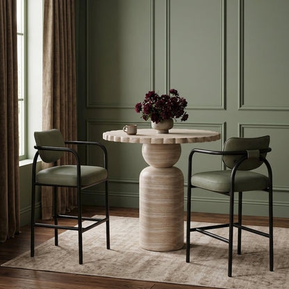 Serava Green Vegan Leather Upholstered Bar Stool