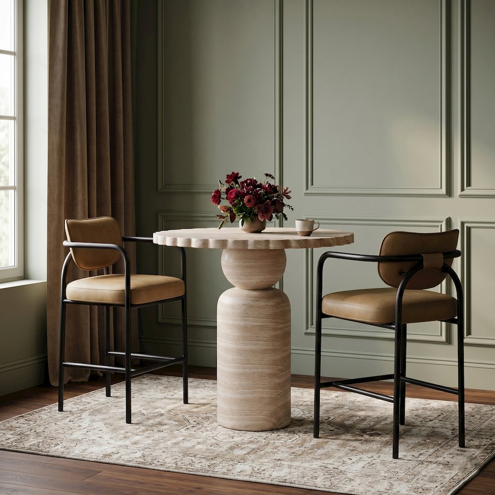 Serava Tan Vegan Leather Upholstered Bar Stool