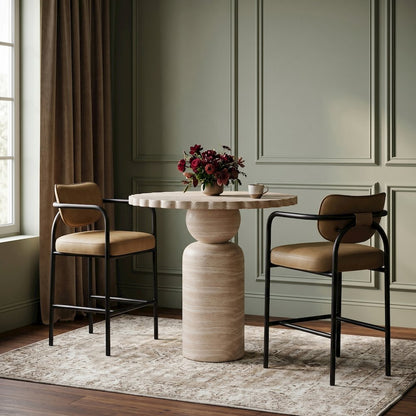 Serava Tan Vegan Leather Upholstered Bar Stool