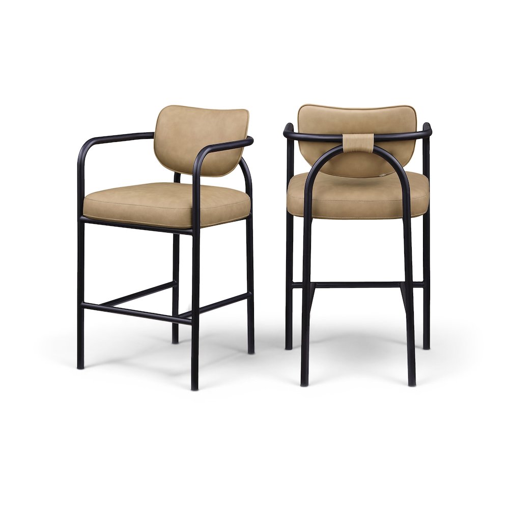 Serava Tan Vegan Leather Upholstered Bar Stool