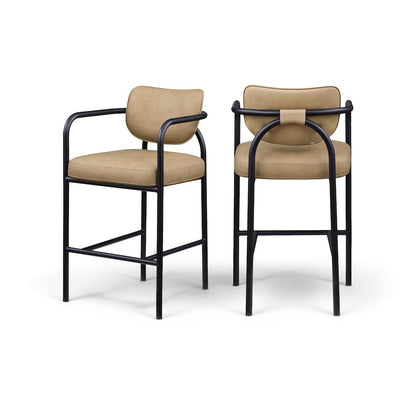 Serava Tan Vegan Leather Upholstered Bar Stool