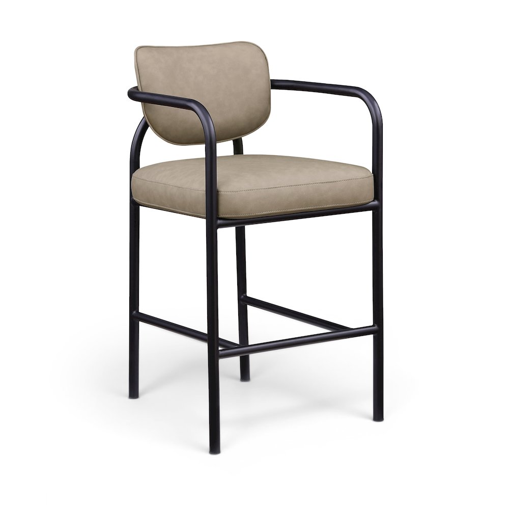 Serava Taupe Vegan Leather Upholstered Bar Stool