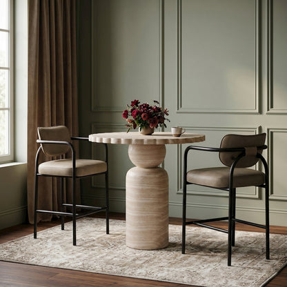 Serava Taupe Vegan Leather Upholstered Bar Stool