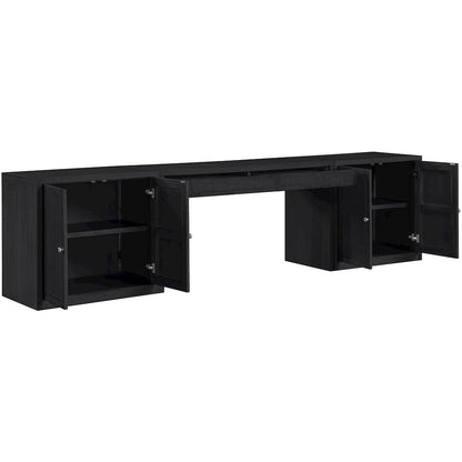 Avro Black Cane, Solid Wood And Oak Veneer 3pc. Desk