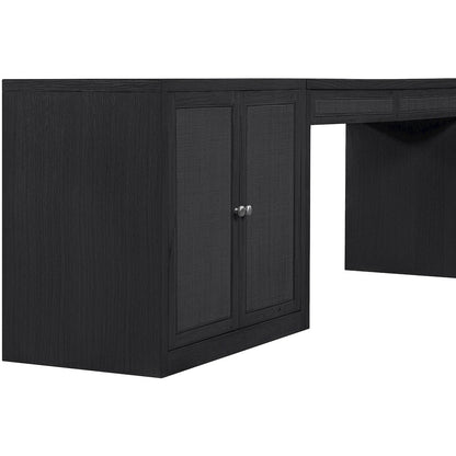 Avro Black Cane, Solid Wood And Oak Veneer 3pc. Desk