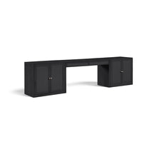 Avro Black Cane, Solid Wood And Oak Veneer 3pc. Desk