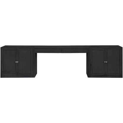 Avro Black Cane, Solid Wood And Oak Veneer 3pc. Desk