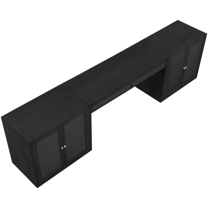 Avro Black Cane, Solid Wood And Oak Veneer 3pc. Desk