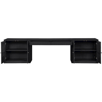 Avro Black Cane, Solid Wood And Oak Veneer 3pc. Desk