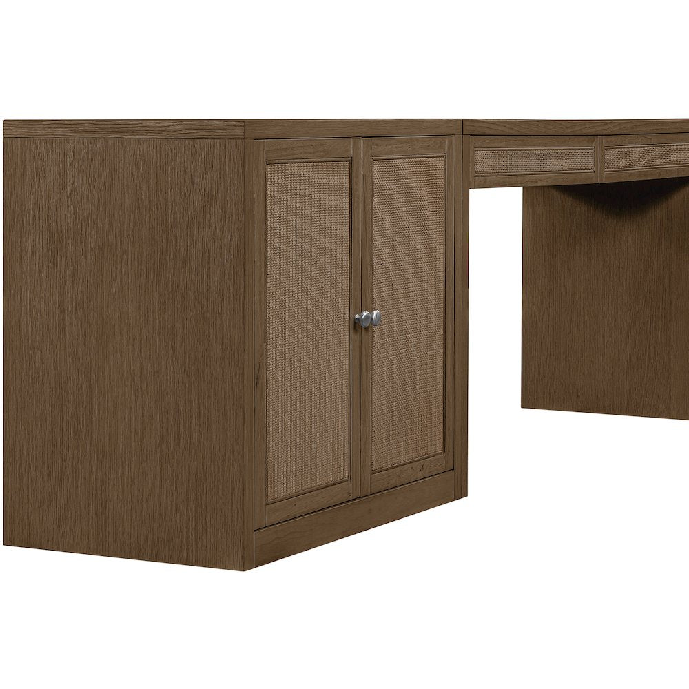 Avro Brown Cane, Solid Wood And Oak Veneer 3pc. Desk