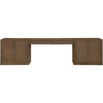 Avro Brown Cane, Solid Wood And Oak Veneer 3pc. Desk