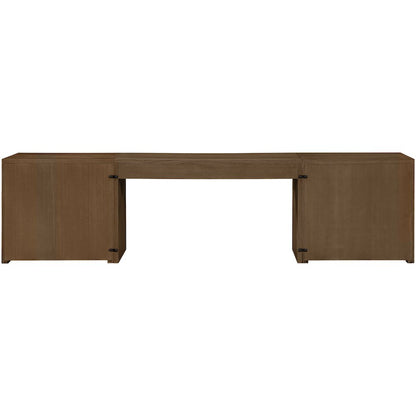 Avro Brown Cane, Solid Wood And Oak Veneer 3pc. Desk